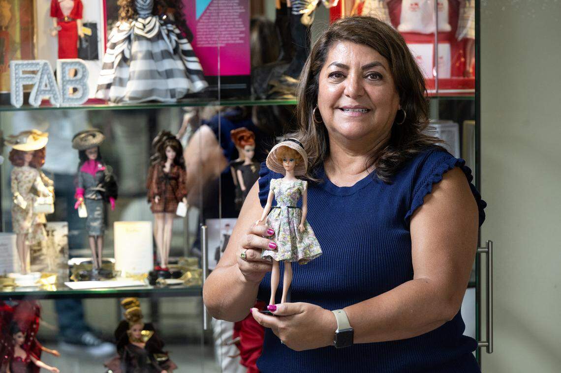 Lourdes Uranday, executive director of the Be Anything Museum in Modesto, Calif., Thursday, Aug. 22, 2024. Uranday is in the process of setting up the museum space in downtown Modesto featuring her collection of Barbie dolls.
