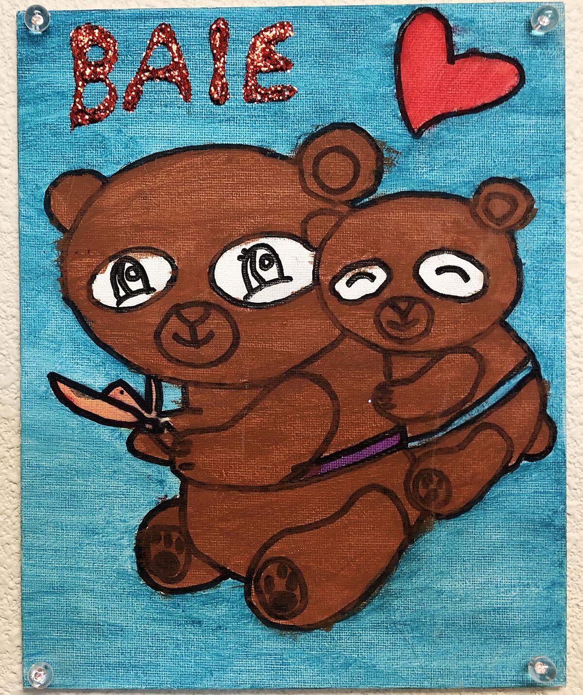 Bear and baby bear: A teen mother’s art portraying her and her infant at Bethany’s Christian Services in Modesto.