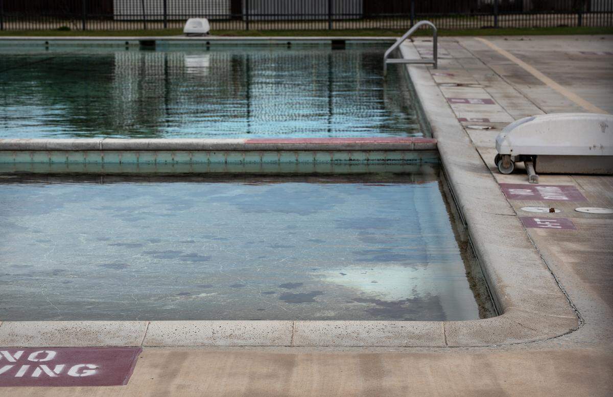 Columbia pool and splash pad at Columbia Park in Turlock, Calif., on Tuesday, Jan. 26, 2021.