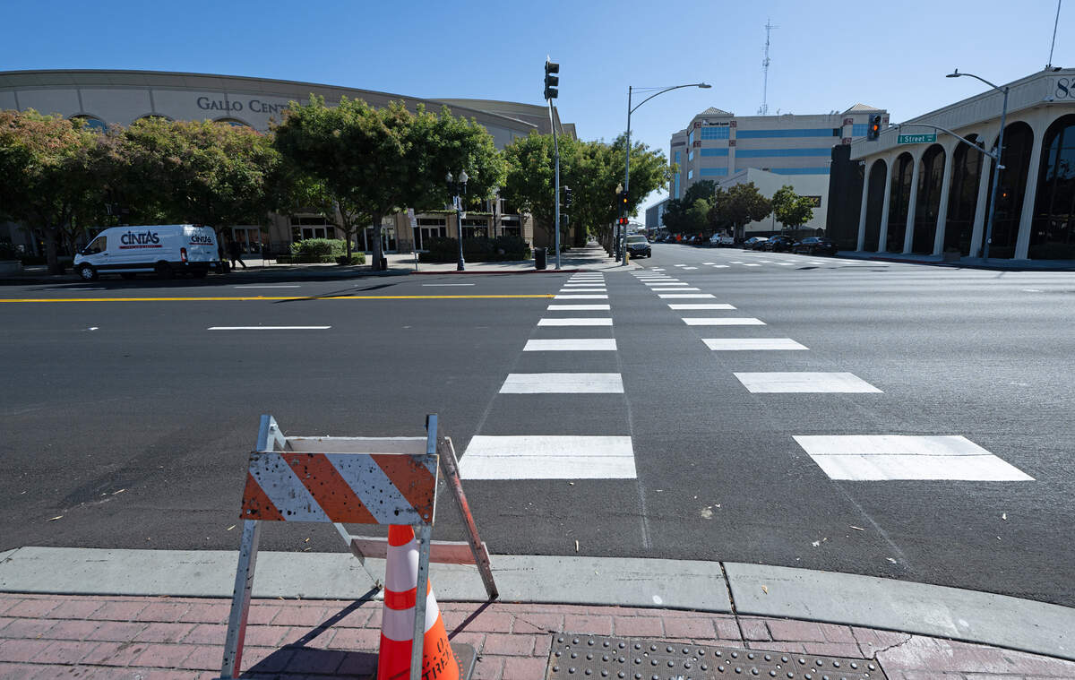 Crosswalk at 10th and I Streets in Modesto, Wednesday, Oct. 23, 2024.