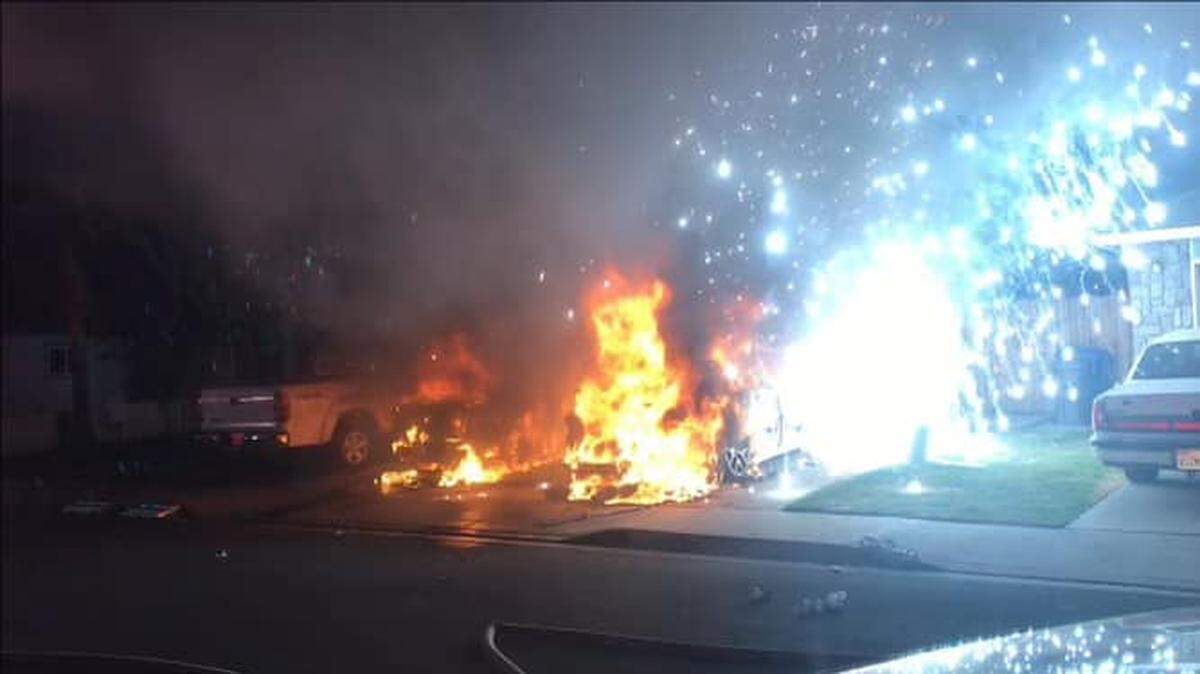 A man was flown to a burn center following an early morning fire in Turlock Tuesday, July 27, 2021.