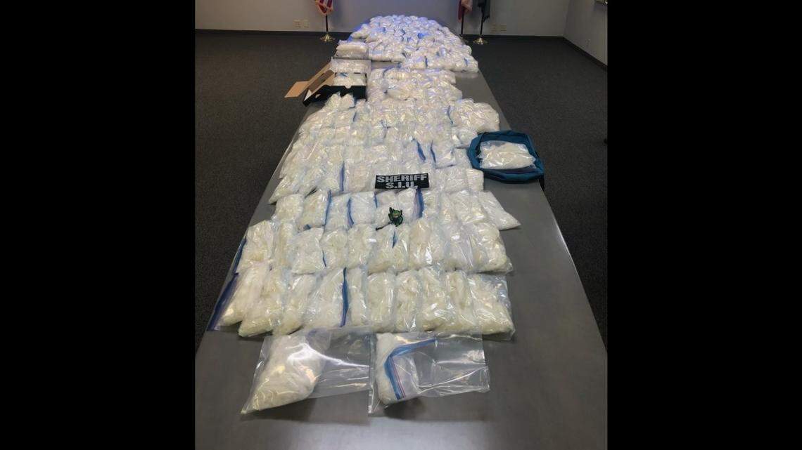 A Modesto-area investigation by the Stanislaus County Sheriff’s Department has resulted in two arrests and the recovery of about 224 pounds of methamphetamine with an estimated street value exceeding $448,000.