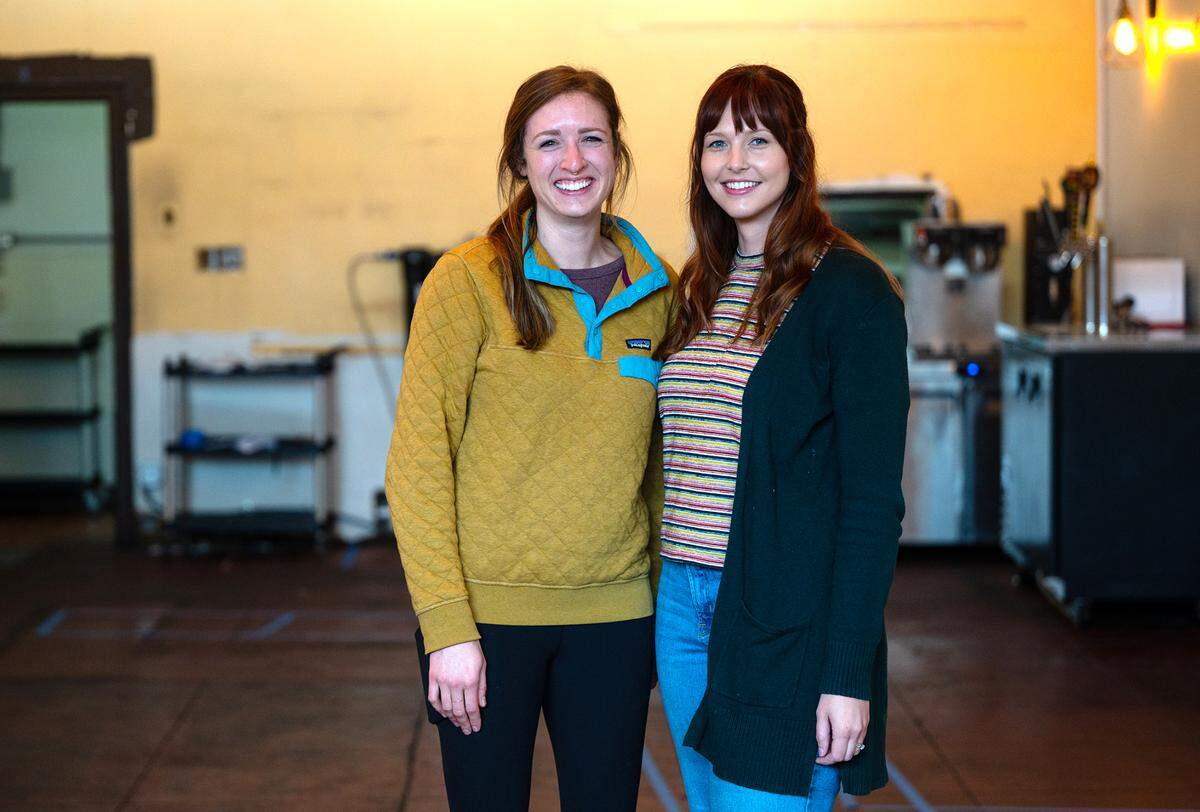 Owners of Penny University cafe Laurel Rehkopf, left, and Auni Slatten, right, in the former Deva cafe spot in Modesto, Calif., Tuesday, March 14, 2023.