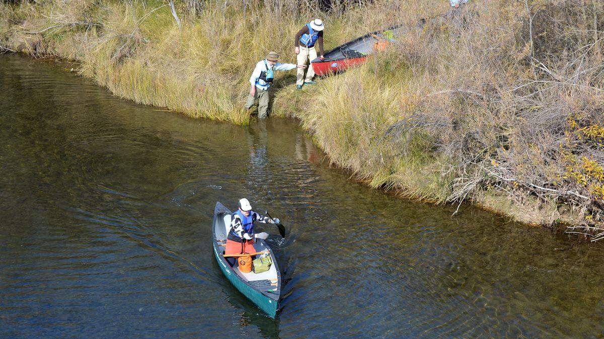 Canoeists set out to observe salmon spawning on the Tuolumne River near La Grange Calif., in 2022.