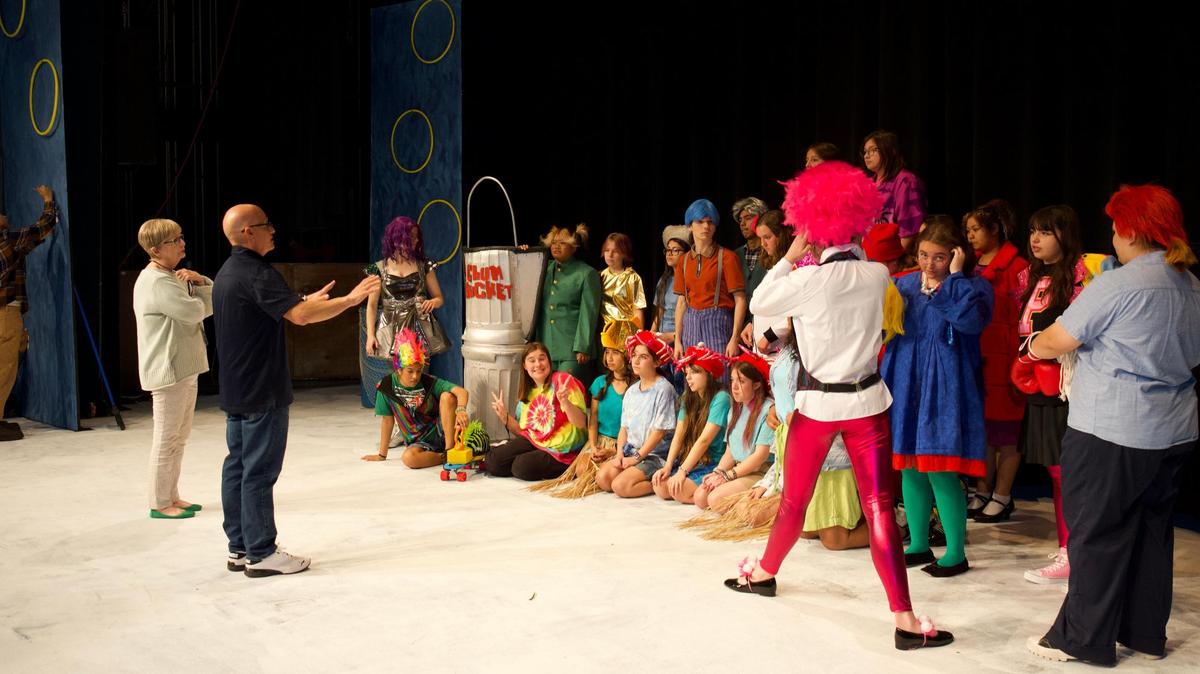 Downey students go through rehearsals for SpongeBob the Musical. Community members can see the production November 21-23.
