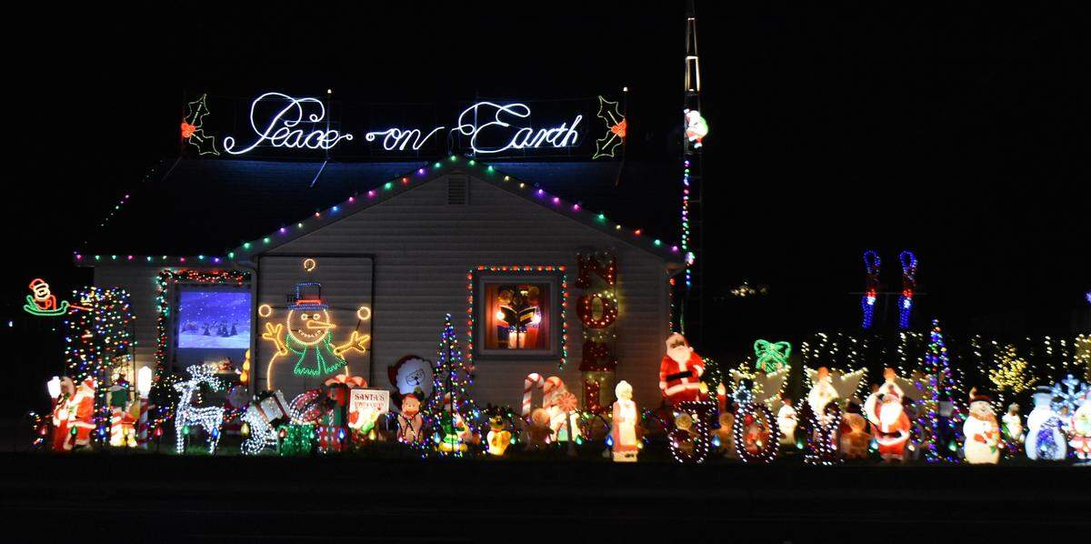 One photo can’t catch all 250-plus feet of holiday cheer on display at the Moss home at 3101 Coffee Road in Modesto