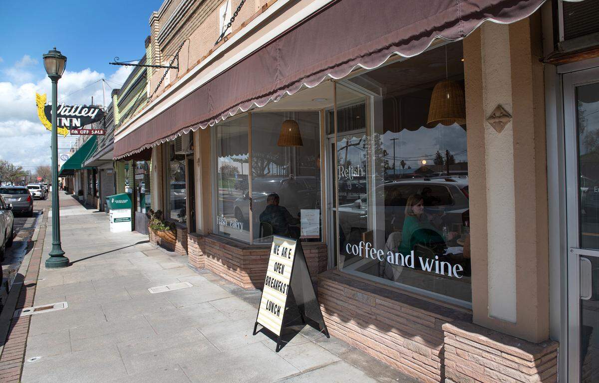 Relish eatery on Main Street in Escalon, Calif., Tuesday, March 21, 2023.