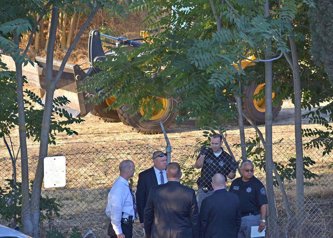 Caltrans is on scene behind the American Budget Inn on the 700 block of Kansas Avenue in Modesto, Calif. on Wednesday morning August 1, 2018. Shannon Marie Bigley, a homeless woman was killed by a Caltrans worker during a homeless encampment cleanup.