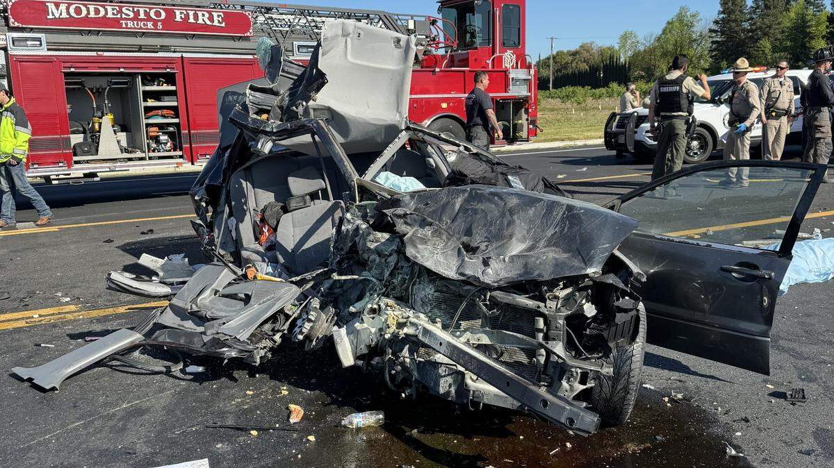 Four people including a 1-year-old were killed in a four-vehicle crash on McHenry Avenue north of Modesto on Tuesday afternoon, April 9, 2024.