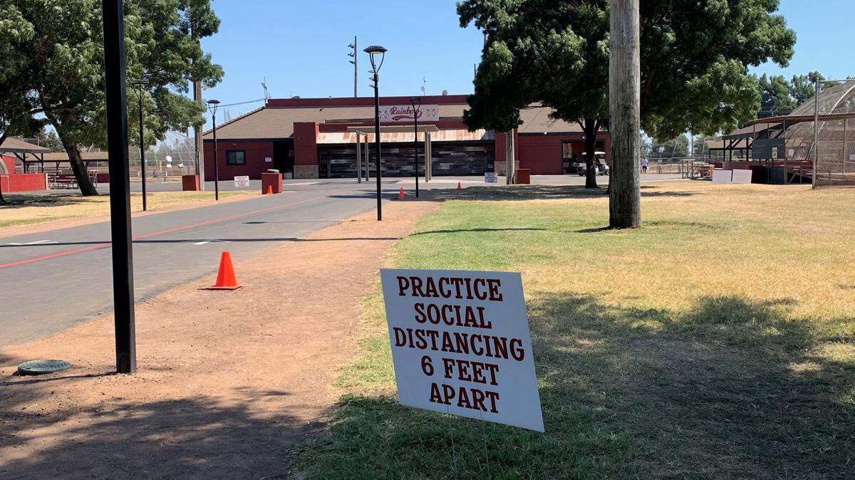 The entrance into Rainbow Fields on Friday, June 26, 2020, hours after the facility received a cease-and-desist order from Stanislaus County for not abiding by COVID-19 guidelines.