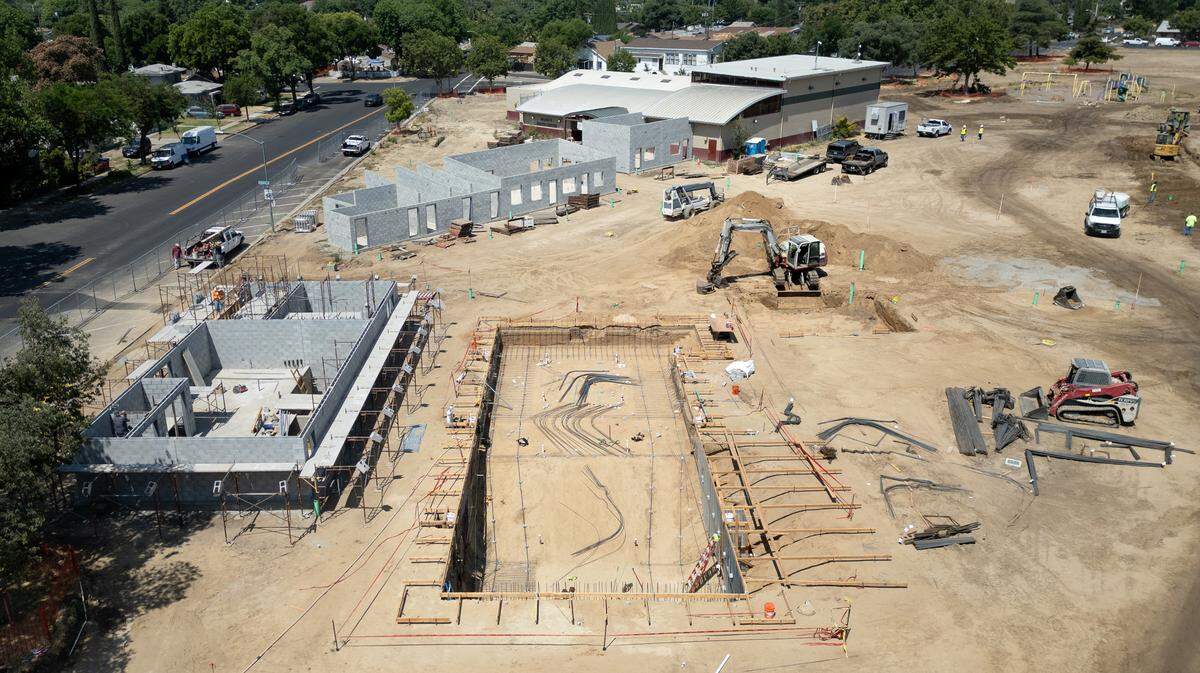 Cesar Chavez Park renovation includes an aquatic center with splash pad and pool in Modesto, Thursday, June 5, 2025.