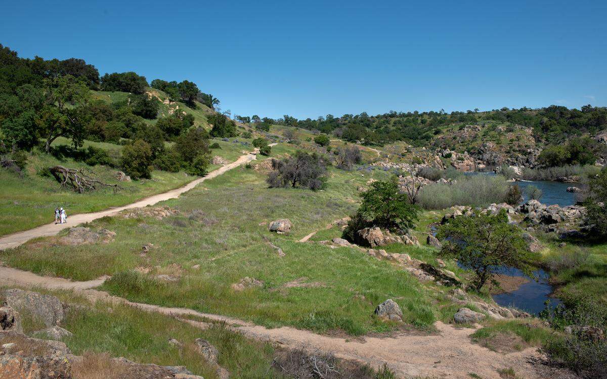 Moderate and easy trails allow hikers to see wildflowers at the Knights Ferry Recreation Area in Knights Ferry, Calif., Wednesday, April 12, 2023.