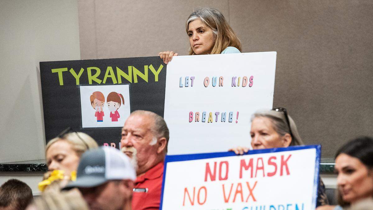 Parents demanded freedom from masks for school children before Stanislaus County supervisors on July 13, 2021.