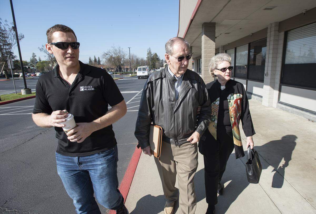 Members of the Dole family, from the left, Brian, Marvin and Gayle, are the new owners of the Century Center in Modesto, Calif., on Thursday, Feb. 13, 2020.