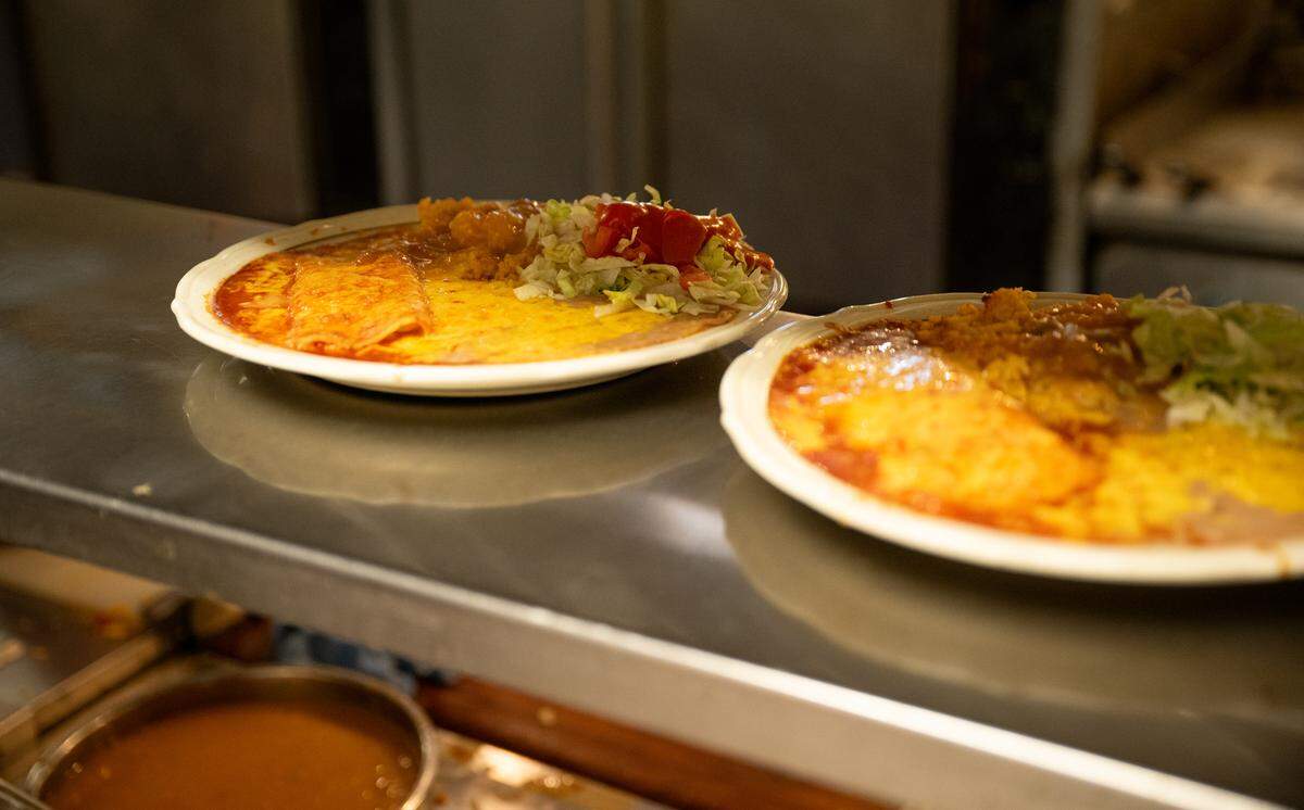 Finished dishes Marcella’s Mexican restaurant in Modesto, Monday, Jan. 13, 2025.