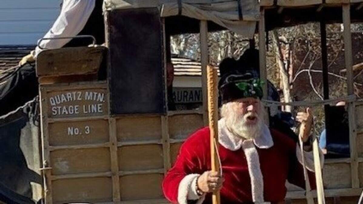 Father Christmas visits Columbia State Historic Park one recent winter.