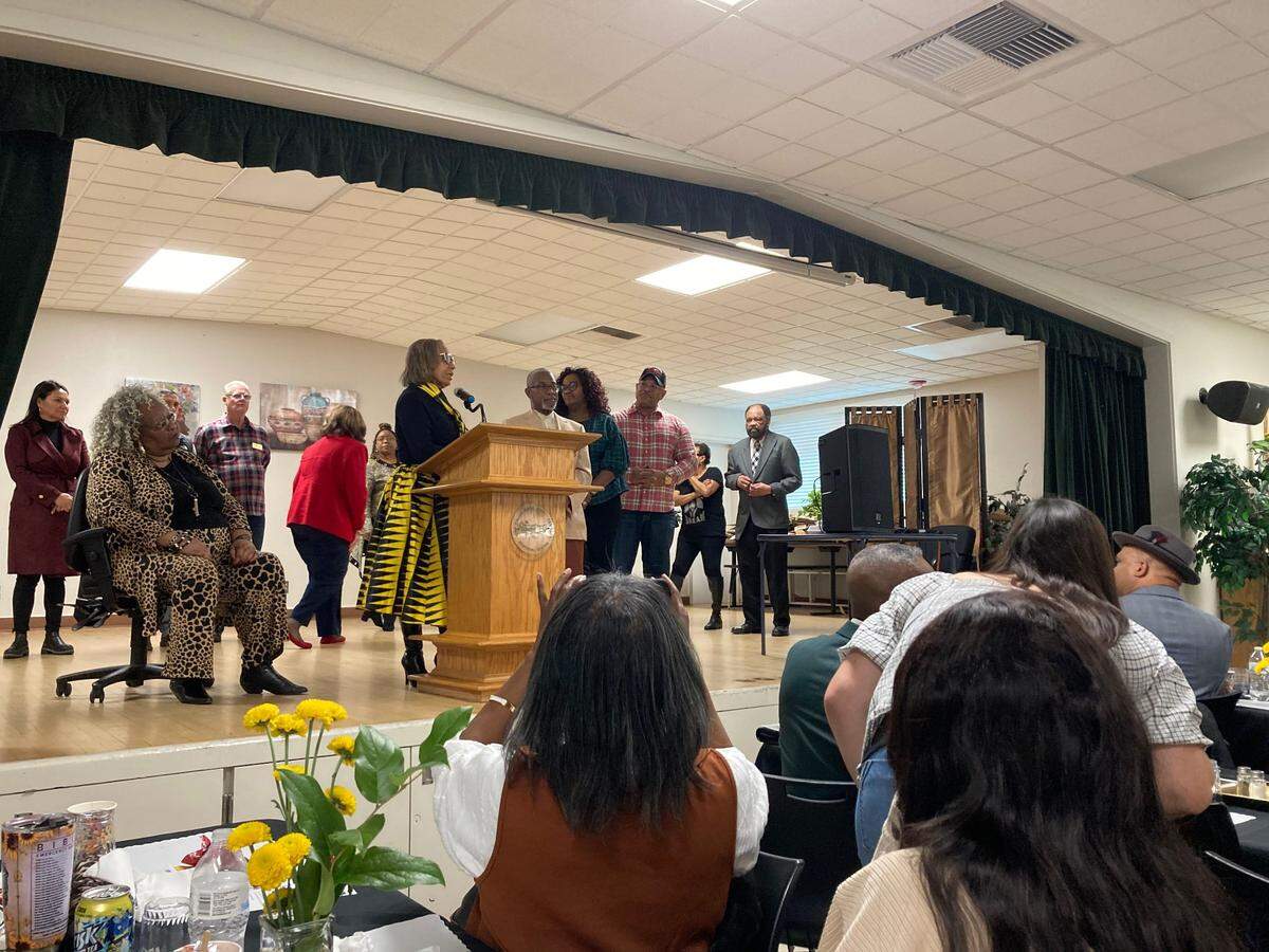 Tommy Muhammad is recognized for his foundational work with the King-Kennedy Memorial Center in West Modesto during the 2023 MLK annual celebration luncheon.