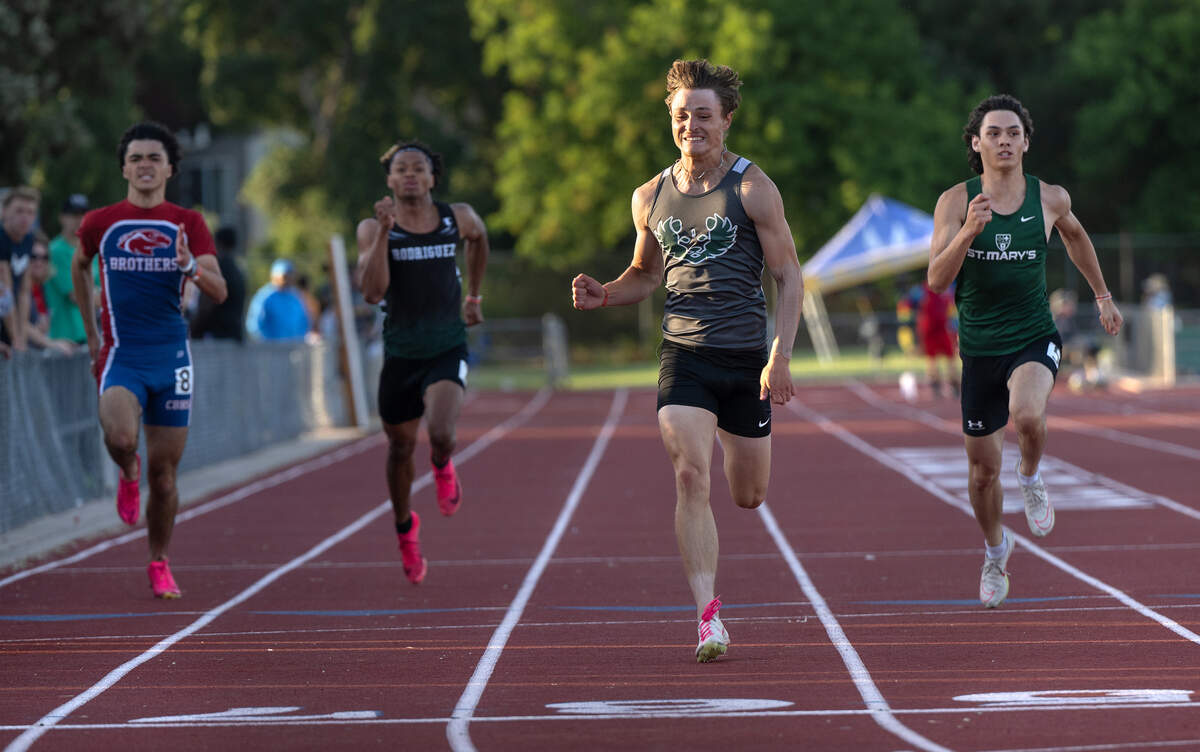 Pitman’s Blayne Siebert won the 200 and 100 meter races at the CIF Sac-Joaquin Section Masters Track Championship at Davis High School in Davis, Calif., Saturday, May 18, 2024.