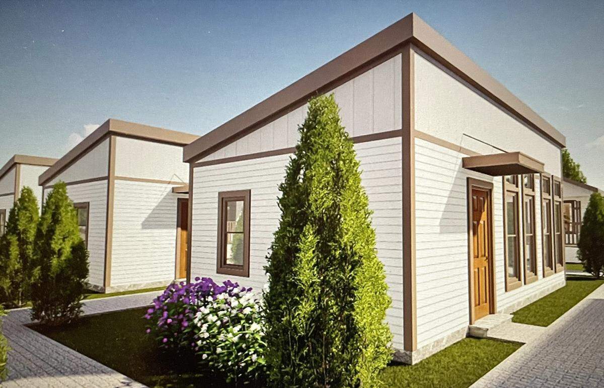 Small one-bedroom houses are part of a project for homeless people discussed in Riverbank, California, on Sept. 24, 2024.