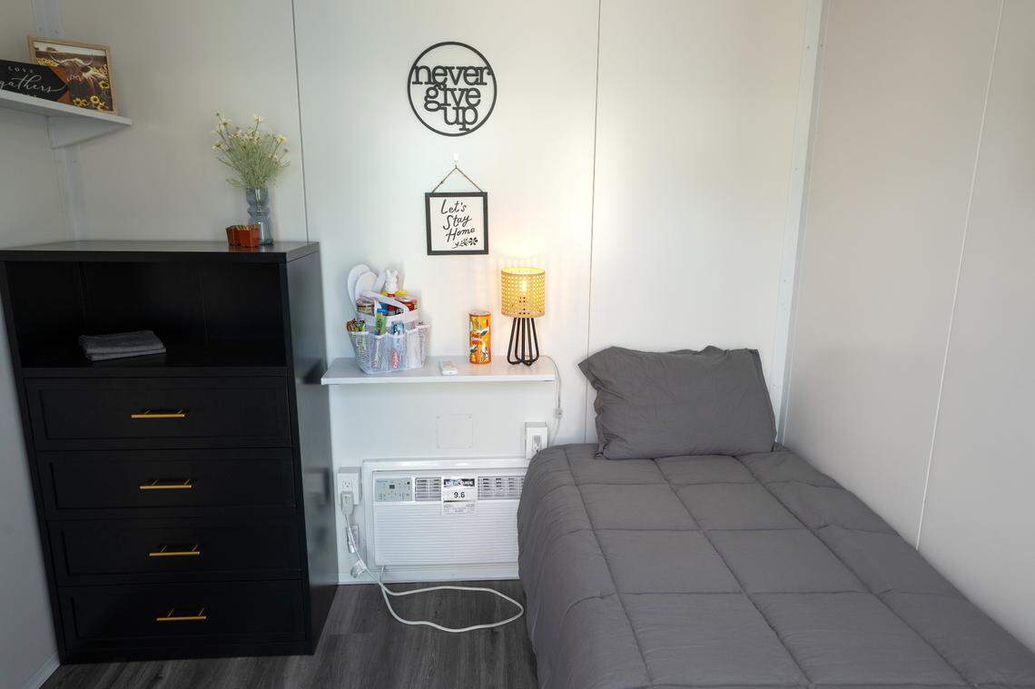 Dignity Village, a 42-unit bridge housing project on Ninth Street, was opened during a ceremony in Modesto on Thursday, March 27, 2025. The 70-square-foot units will be used as interim housing for adults battling homelessness, substance use and mental health disorders.