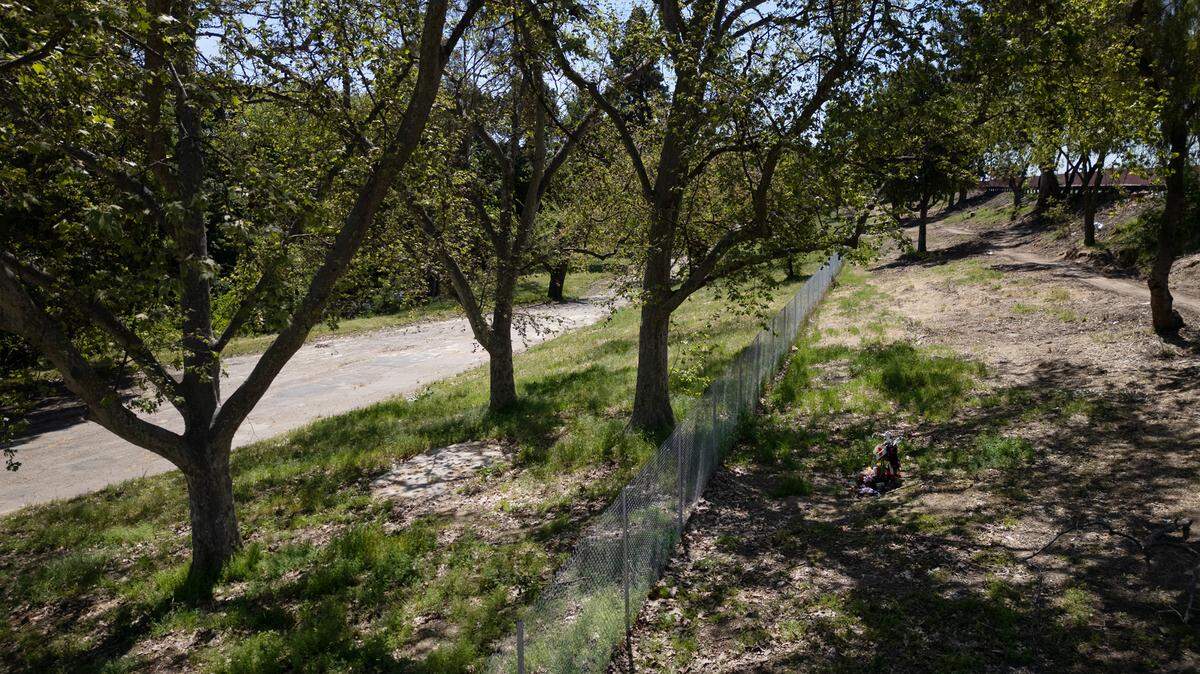 Former Beard Brook Park is now Gallo Winery property in Modesto, Calif., Friday, April 12, 2024. The city of Modesto had turned the park over to the winery just before 27-year-old Christine Chavez was run over by heavy machinery mowing grass.