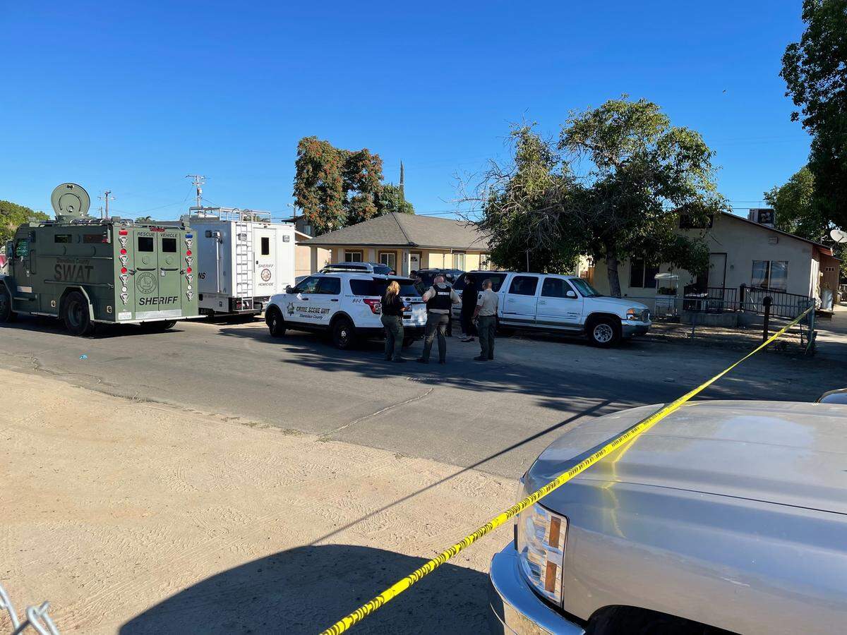 Stanislaus County Sheriff’s deputies investigate a shooting on Inyo Avenue in south Modesto, Calif. Thursday, July 21, 2022