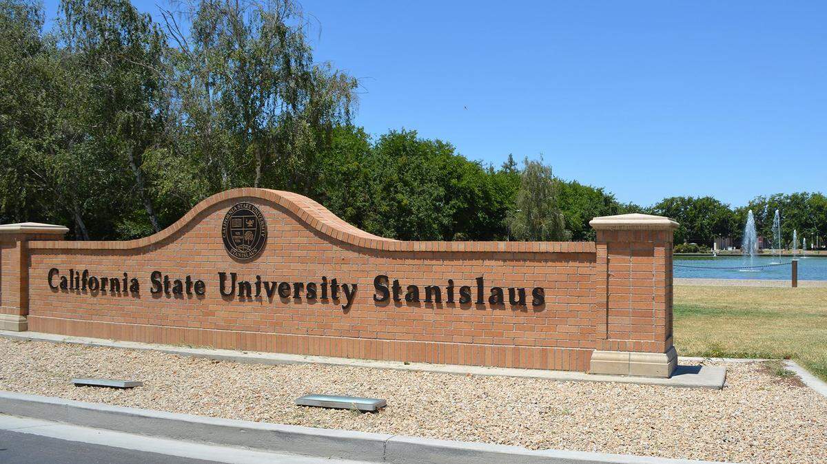 Main entry to California State University, Stanislaus in Turlock, CA.