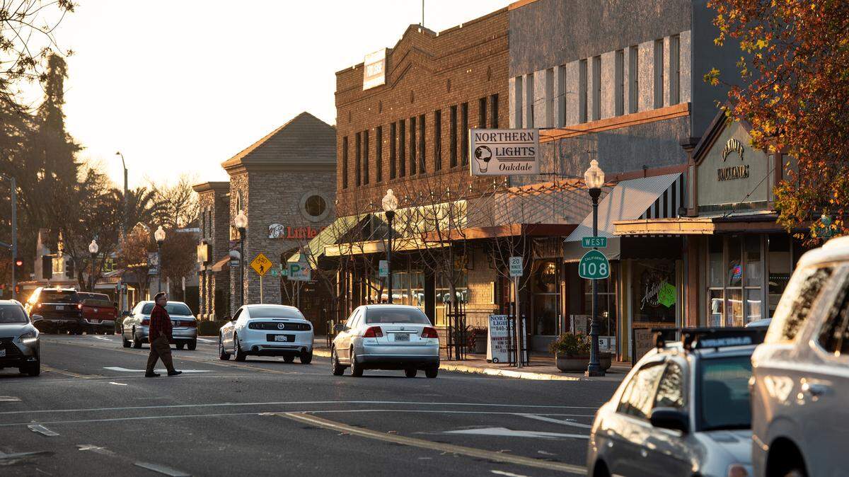 Downtown Oakdale, Calif., pictured Friday, Dec. 18, 2020.