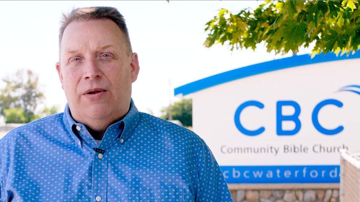 Pastor Rich Wisely is pictured outside Community Bible Church in Waterford, CA, in this undated photo.