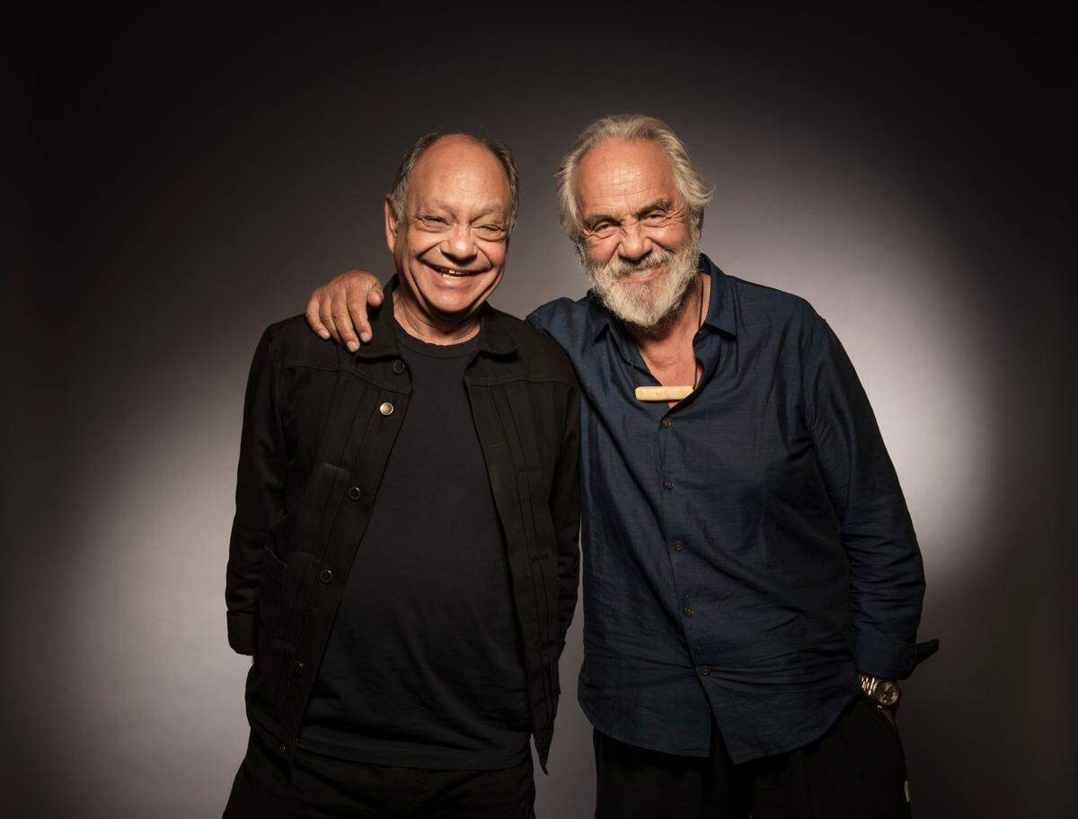 Cheech Marin, left, and Tommy Chong pose for a portrait to promote the 40th anniversary of “Up in Smoke” on Friday, April 6, 2018, in Los Angeles, Calif. (Photo by Ron Eshel/Invision/AP)