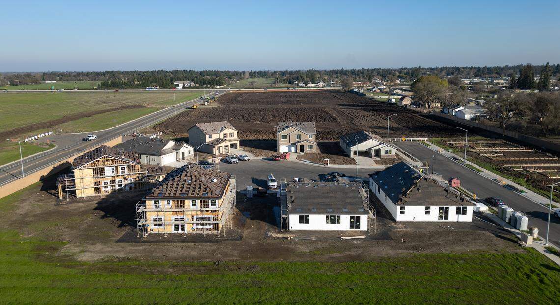 New home construction in north Stockton, Calif., Wednesday, Jan. 8, 2024.
