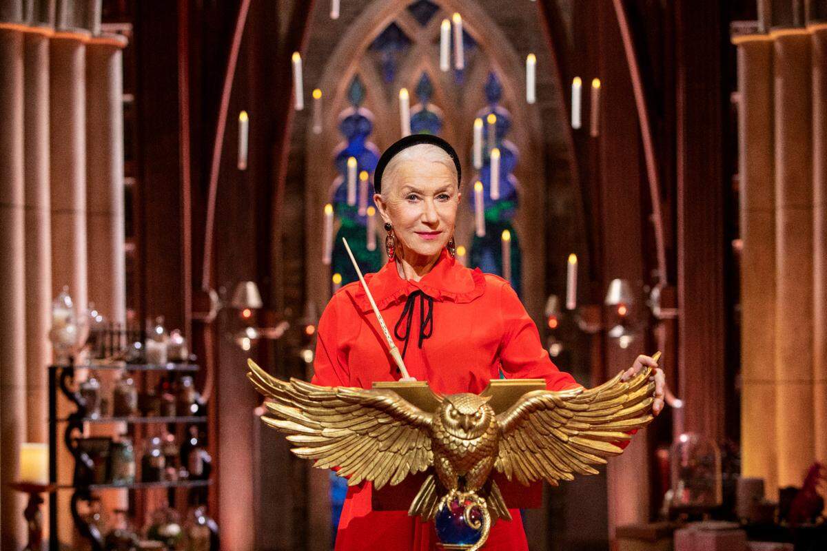 Oscar-winning actress Helen Mirren is host of the Harry Potter quiz show ‘Hogwarts Tournament of Houses,’ airing on TBS and Cartoon Network.