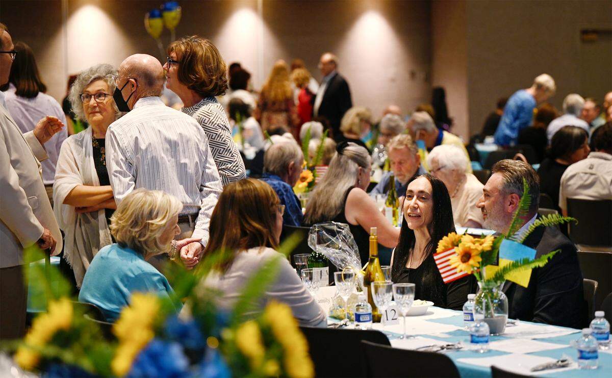 A dinner of traditional Ukrainian borscht raised money for war victims in Ukraine at Modesto Centre Plaza in Modesto, Calif., on Saturday, June 4, 2022.
