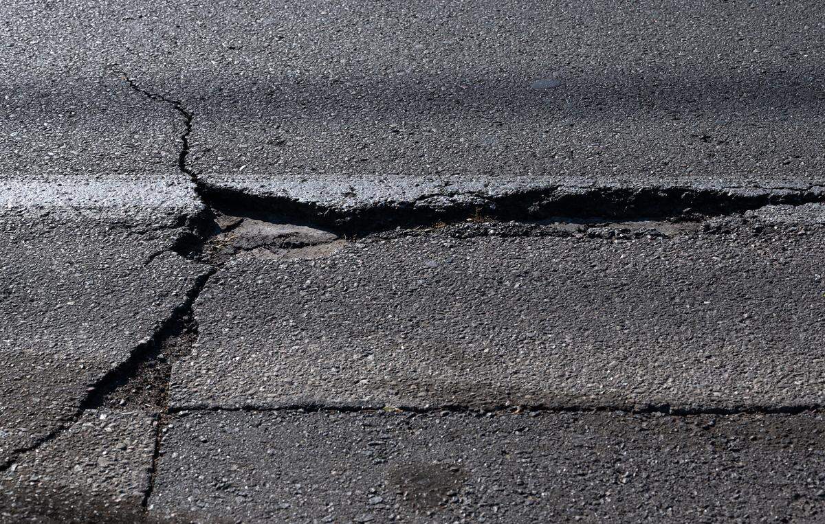 Distressed pavement on Orangeburg Avenue in Modesto, Calif., Tuesday, Nov. 1, 2022. Work is scheduled to begin this week on Orangeburg Avenue from Coffee Road to Oakdale Road as part of a pavement rehabilitation project.