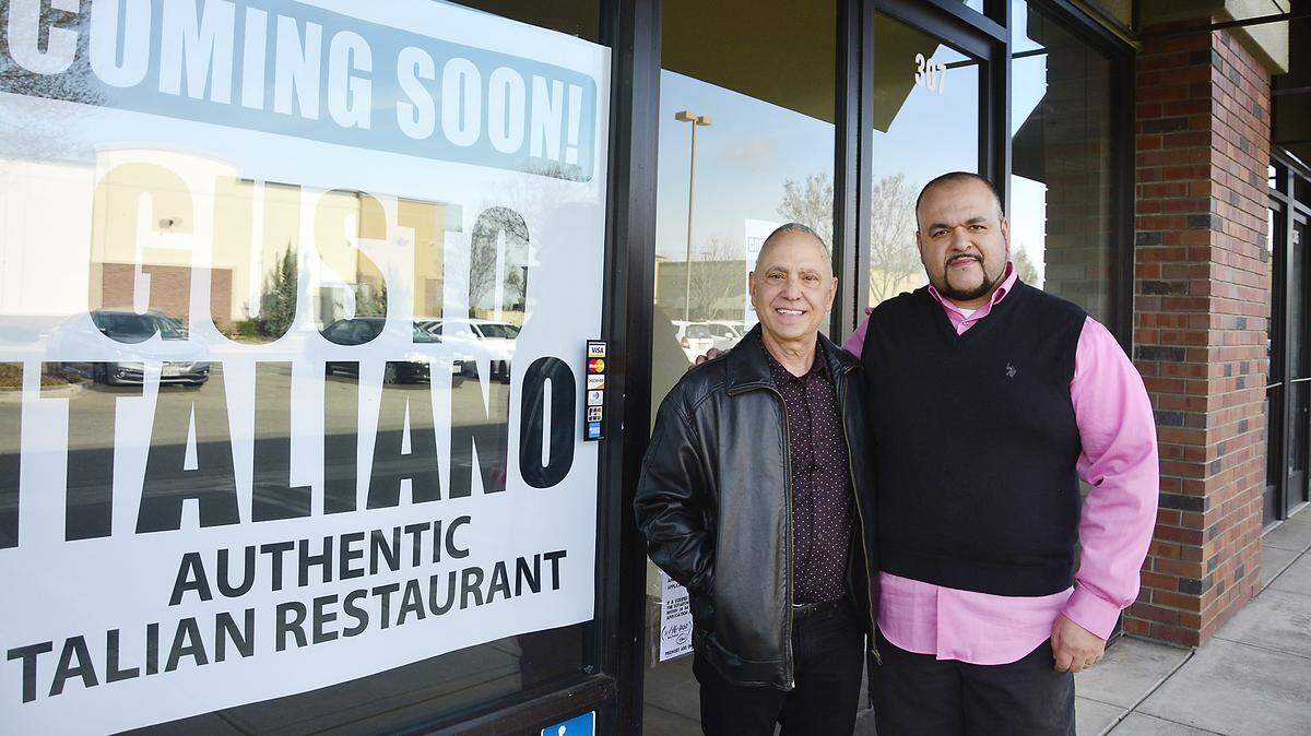 Gusto Italiano, a new Italian restaurant, will open in Village One at the corner of Sylvan Avenue and Claus Road. Pictured owner Calogero Sacco (left) and executive chef Biagio Capua, business partners on the project.