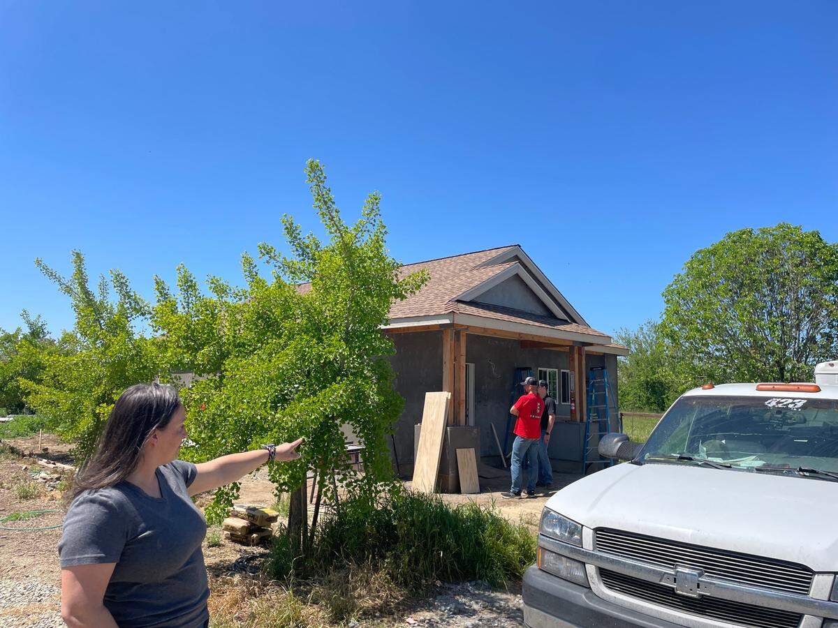 Aurora Skurtun shows the progress of her ADU build on her property in Patterson on Friday, April 19, 2024. Maria Figueroa mfigueroa@modbee.com