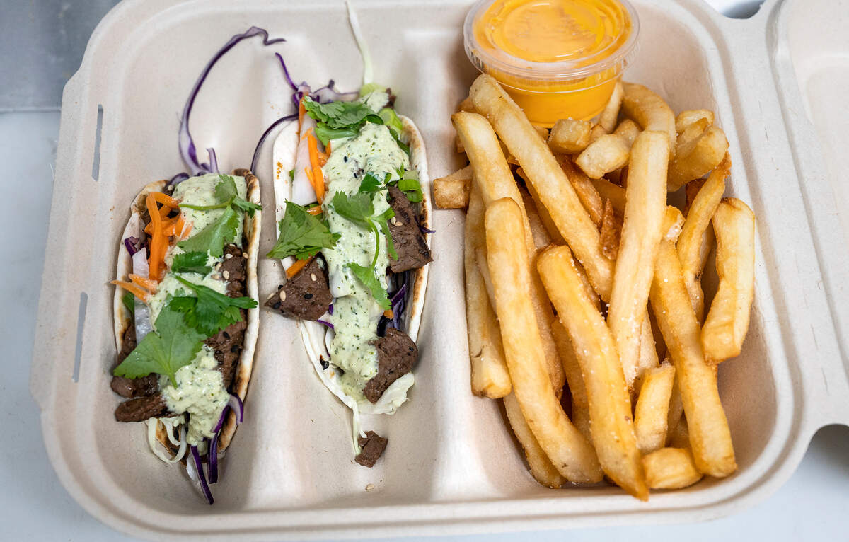Korean BBQ tacos at East Meats West an Oakdale based Asian and American food truck.