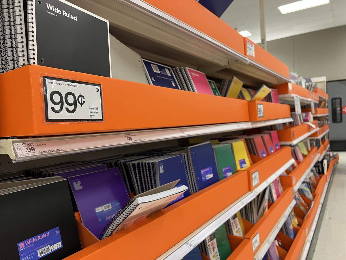 Notebooks displayed at Target on McHenry Avenue in Modesto for 99 cents.