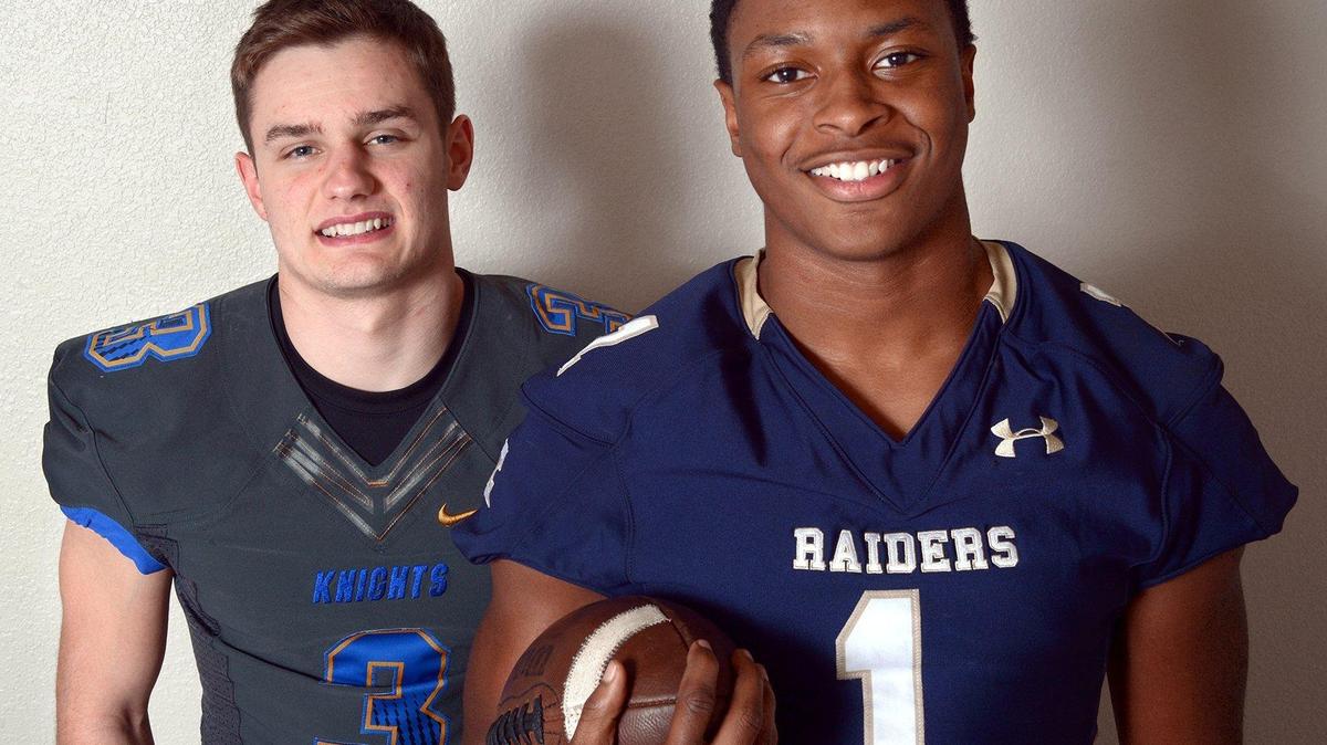 Michael Kamps (left) of Ripon Christian High School and Dawaiian McNeely of Central Catholic High School pictured Tuesday December 18, 2018 are the Modesto Bee’s all-district players of the year for football.