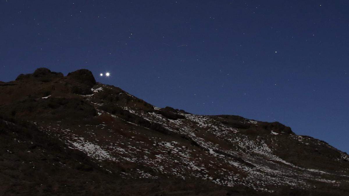 This photo was posted late Thursday morning on the NASA Solar System Exploration page on Facebook, captioned, ‘If you missed yesterday’s conjunction of Jupiter and Venus, don’t worry too much. The pair will still appear close together in the sky for several days. Look to the west just after sunset.’’
