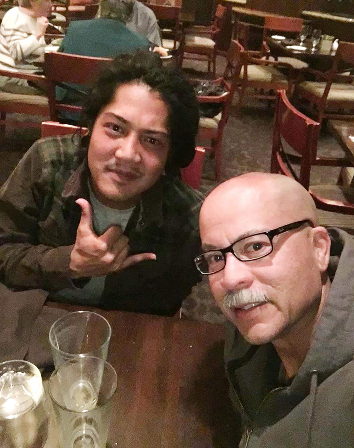 Chase Rodriguez with his father Michael in 2017.