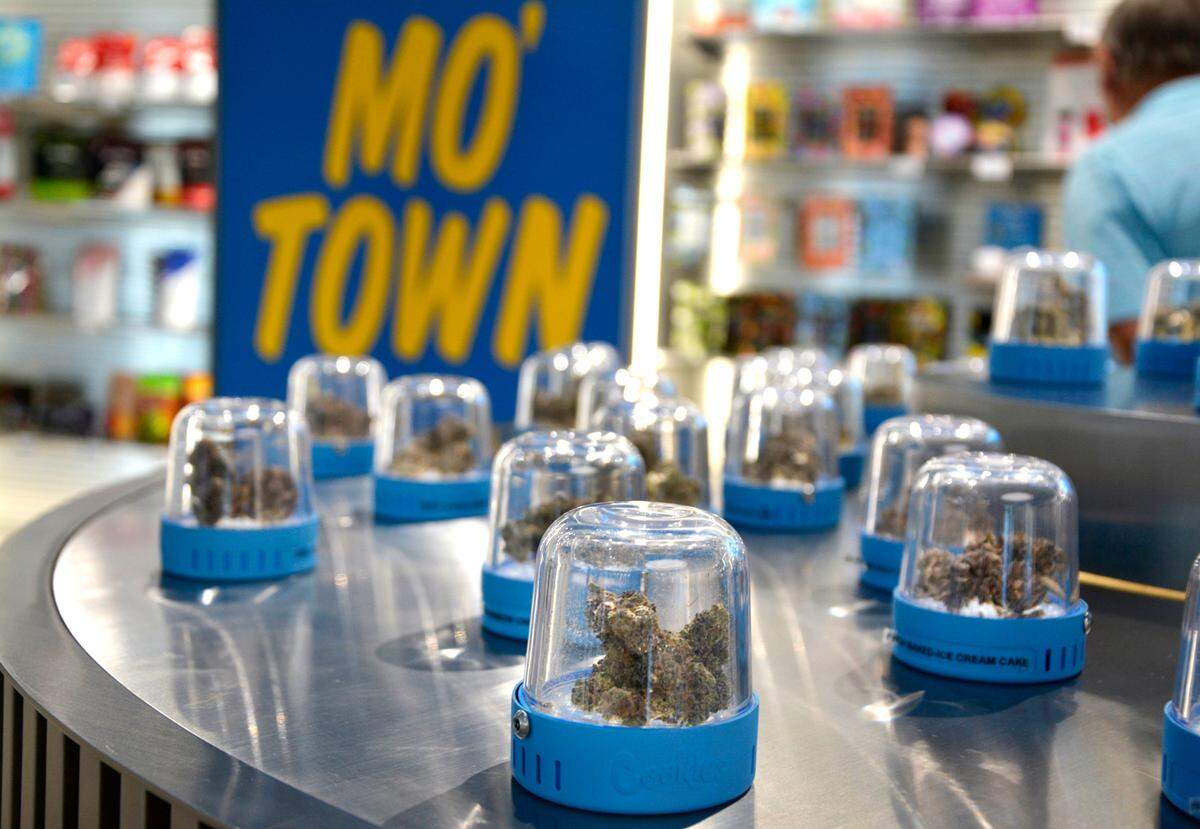 Cannabis on display at Cookies, a Modesto dispensary partnering with Visit Modesto for its new MoTown CannaPass program.