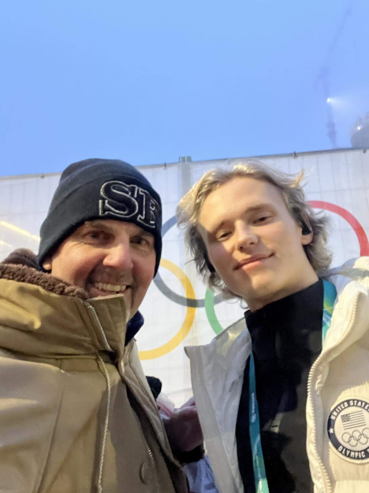 Jeff Kolkmann with American figure skater IIia Malinin at the 2026 Milano Cortina Olympic Games.