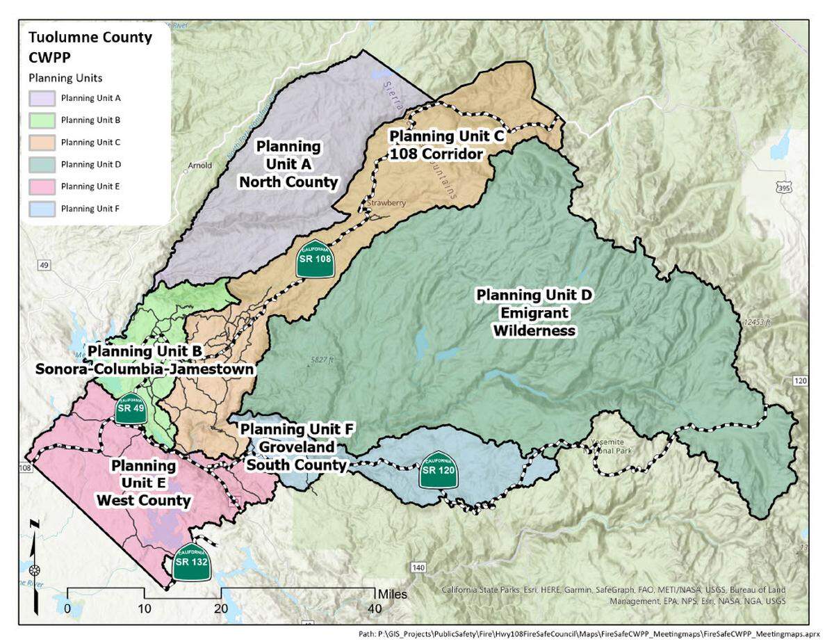 A map of the CWPP planning units created by Turlock GIS.