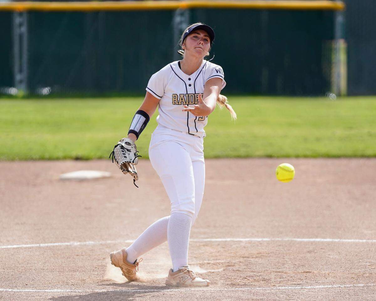 Central Catholic pitcher Braelyn Avila delivers a pitch during a Valley Oak League game against Manteca at Manteca High School on Tuesday, April 22, 2025.