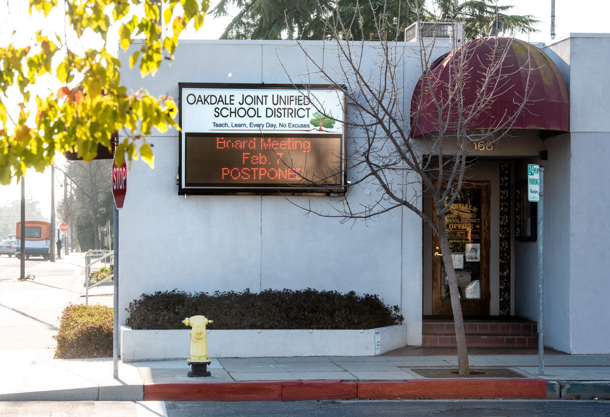 Oakdale Joint Unified School District office in Oakdale, Calif., on Monday, Feb. 7, 2022.