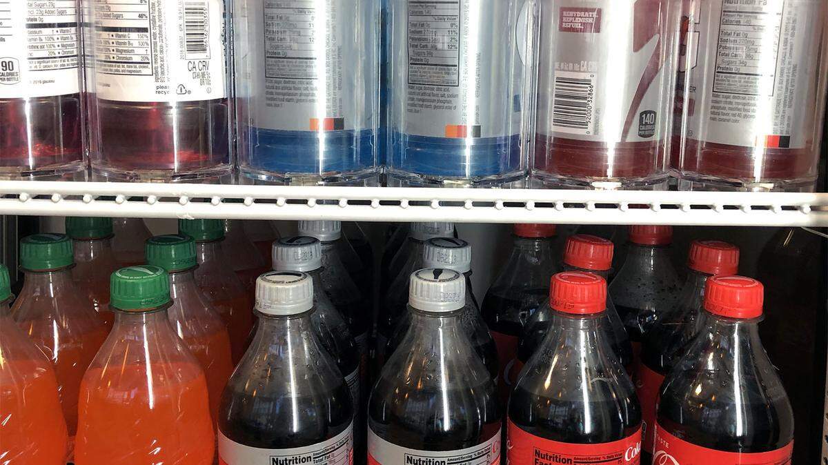 Sugar sweetened drinks are pictured Friday August 23, 2019 in downtown Modesto, Calif. Consuming sugar-sweetened drinks increases chances for childhood obesity and tooth decay.
