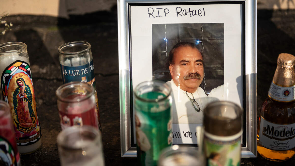 A small memorial is set up to remember food truck owner Rafael Avila-Rodriguez in the Airport Market parking lot in Modesto, Calif., on Friday, Feb. 19, 2021. Avila-Rodriguez was shot and killed while working on his truck on Tuesday night.