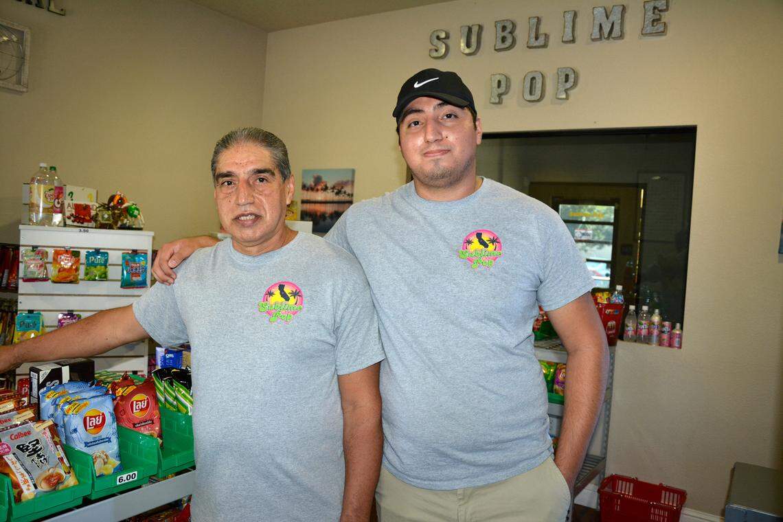 Sublime Pop father-and-son owners Ricardo (left) and Ernesto Montanez in their Turlock, Calif. store July 17, 2021.