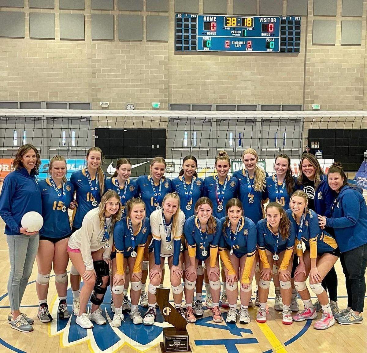 The Ripon Christian volleyball team won the Division IV State Title over Central Valley Christian of Visalia, 25-19, 27-25, 25-17 on Saturday, Nov. 19, 2022, at Santiago Canyon College in Orange, Calif.